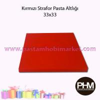 Pasta Sunum Altlığı Kırmızı Strafor 33x33 cm