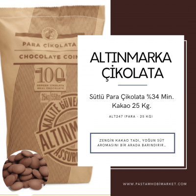 Sütlü Para Çikolata %34 Min. Kakao 25 Kg.